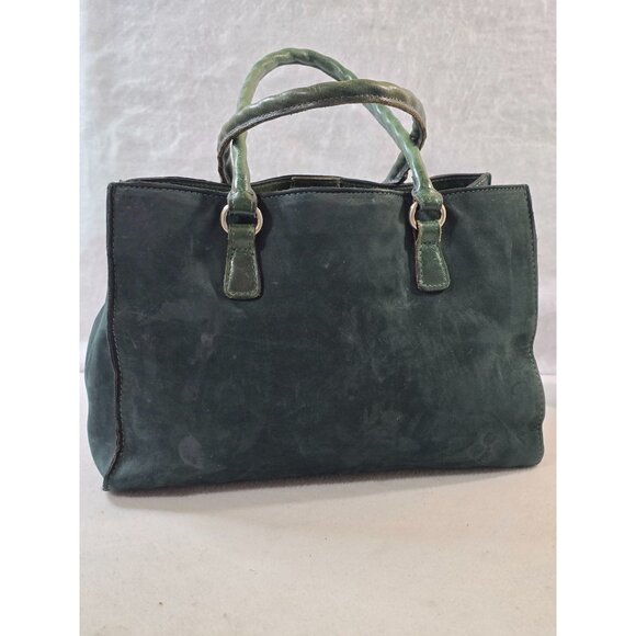 Patricia Nash Dark Green Leather Brushed Italian Nubuck Primrose Satchel Handbag - Picture 10 of 13